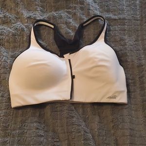 White Zip Up Sports Bra